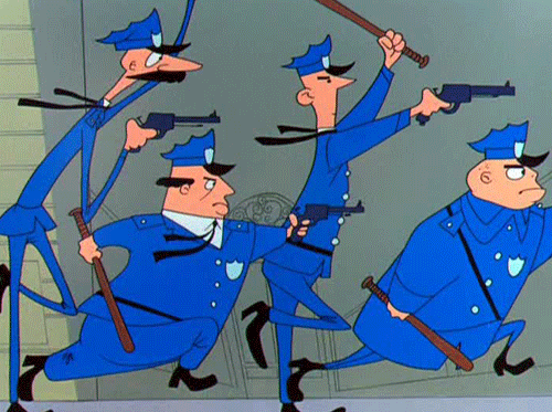 Policjanci biegną za złodziejem